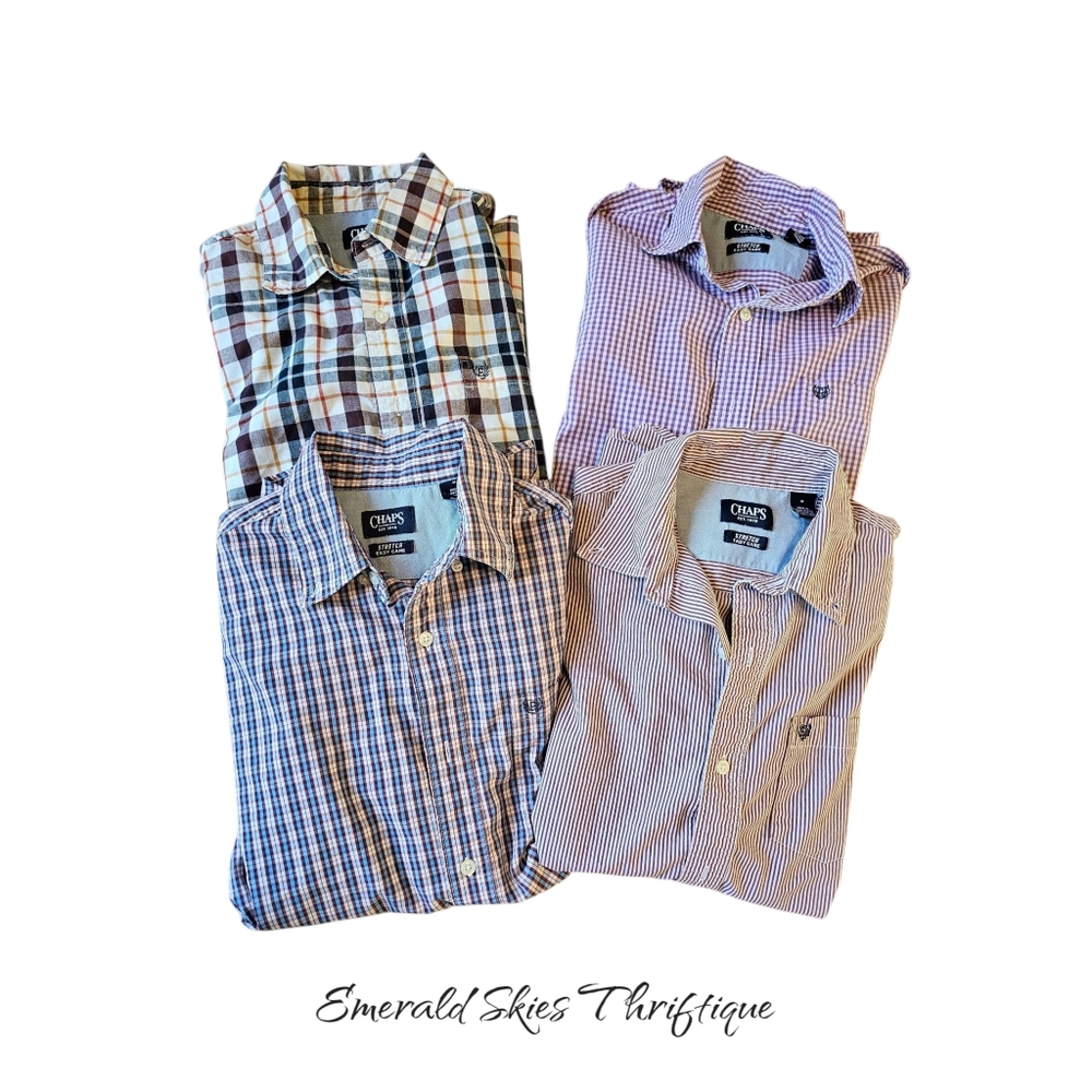 Lot Of 4 Chaps Mens Long Sleeve Button Down Shirts. Size medium.